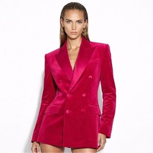 A.L.C. Double-Breasted Velvet Mini Blazer - Fuchsia